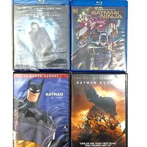 Batman Movie Lot of 4 DVD Blu Ray Dark Knight DC Super Heroes Ninja Begins Used